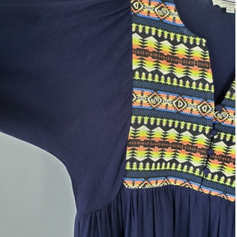 Umgee prairie western Navajo bib blue boho dress oversized tribal cowgirl A9919 - Picture 5 of 8